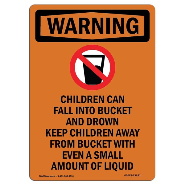 Signmission OSHA WARNING Sign, Children Can W/ Symbol, 5in X 3.5in Decal, 3.5" W, 5" L, Portrait OS-WS-D-35-V-13621